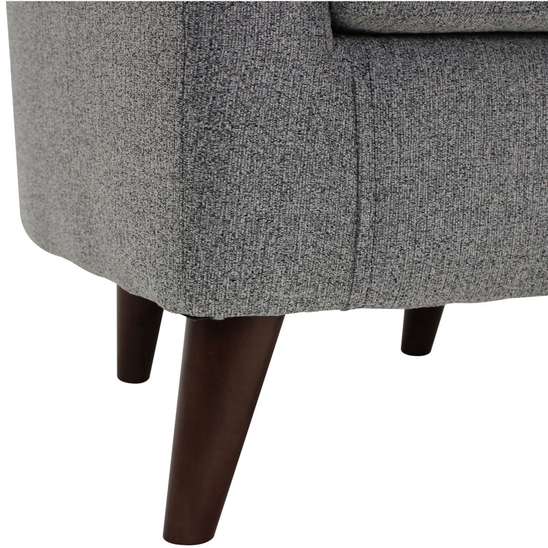 Fauteuil demi-tonneau en polyester capitonné de 30 po Navin, Mélange de polyester bois de frêne Terrace