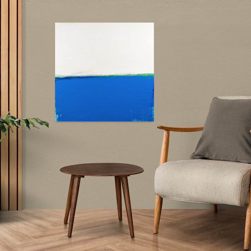 Art contemporain abstrait ouvert bleu, H 24 po x l 24 po