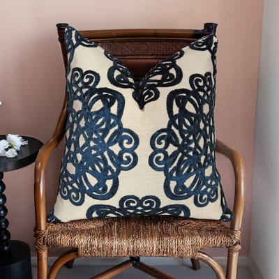 Thomas Collection® Navy Velvet Scroll Throw Pillow