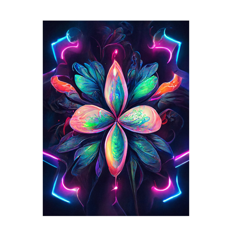 Art mural sur toile tendue - Motif floral 01 de Wumples pour décor de salon, de chambre à coucher ou de bureau - 14 x 19