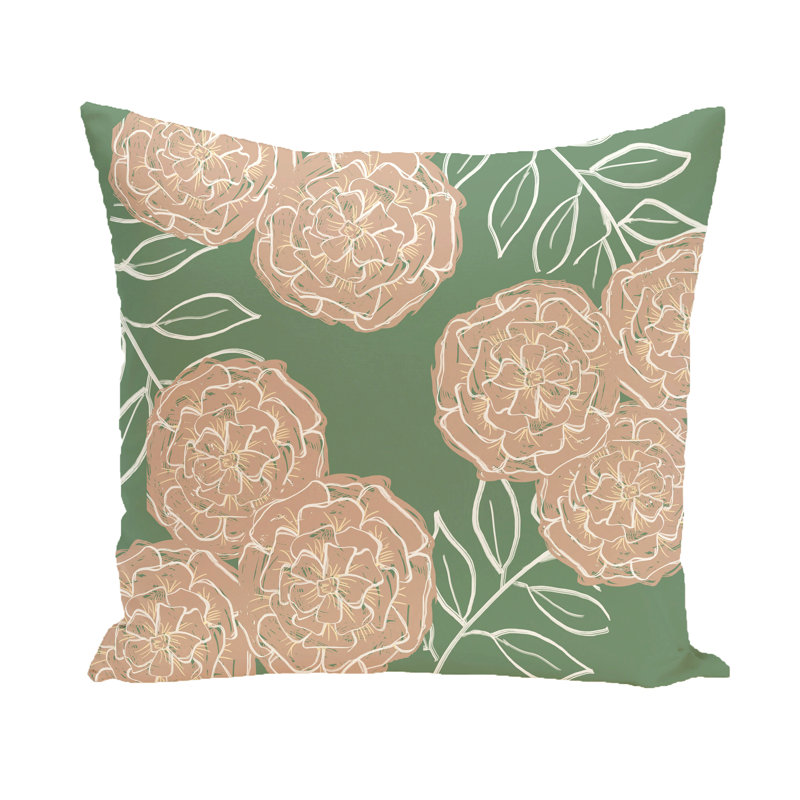 Flower Power Floral Reversible Throw Pillow, 26" H x 26" W, Taupe