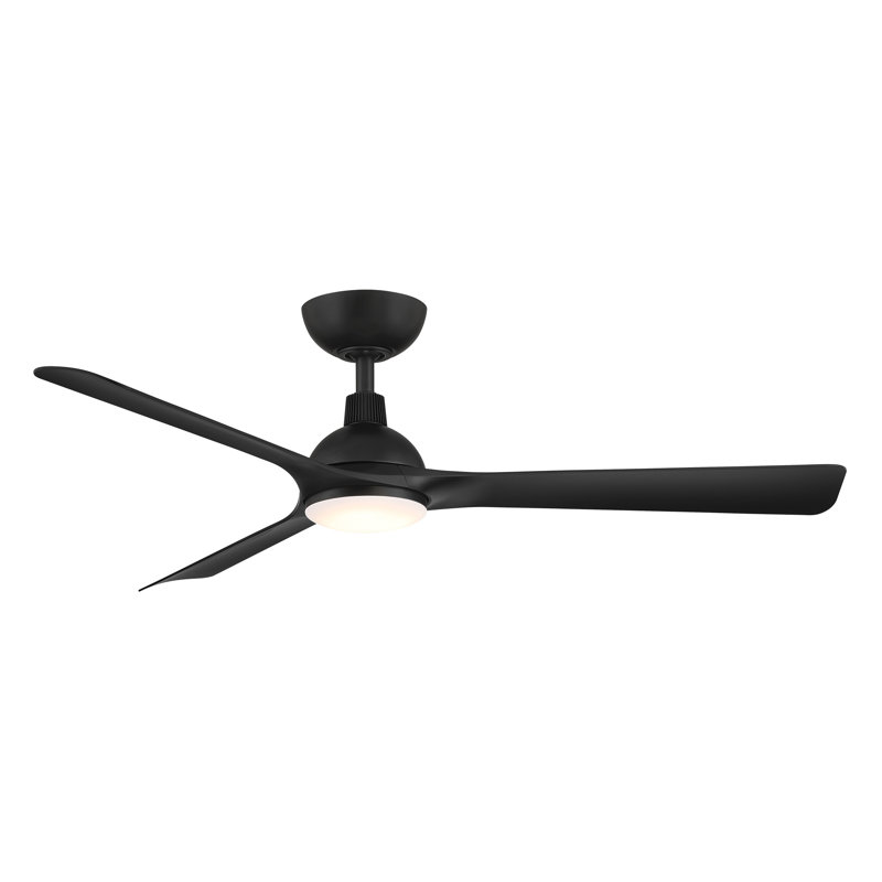 Gage Matte Black 3-Blade LED Smart Ceiling Fan With 2700K-3000K-4000K-5000K Selectable LED Light Kit and Remote Control Included, Works With Alexa and iOS or Android App