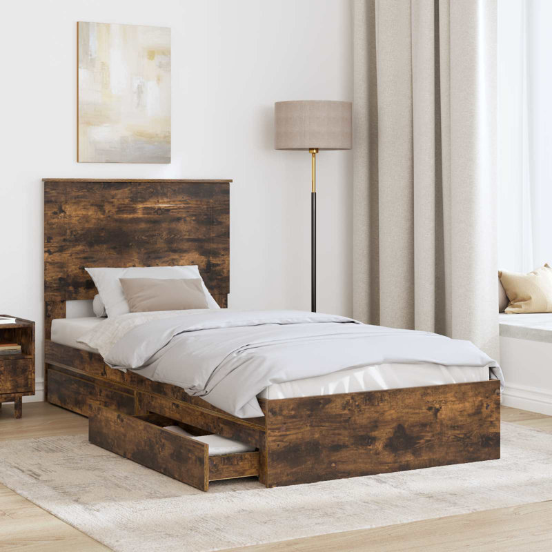 Bed, European Single (90 x 200 cm), Smoked Brown