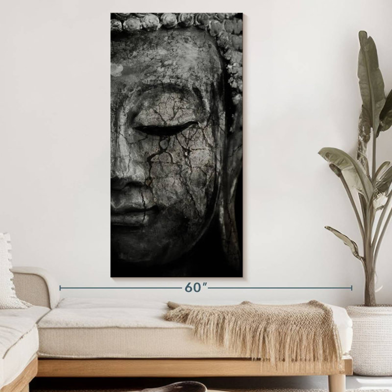 Bouddha méditant sur toile, H 54 po x l 27 po