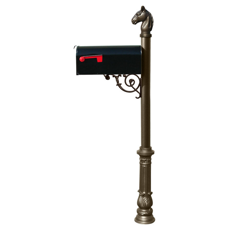 Aluminum Post Mounted Mailbox, Bronze