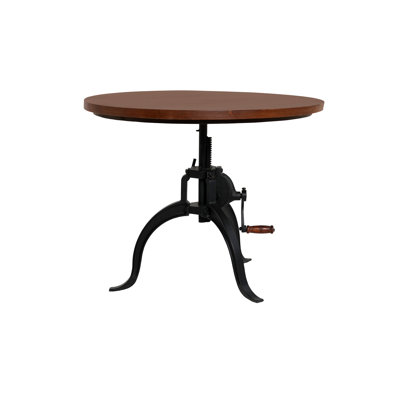Table basse ronde ajustable 28 po avec rangement Rustic Brown