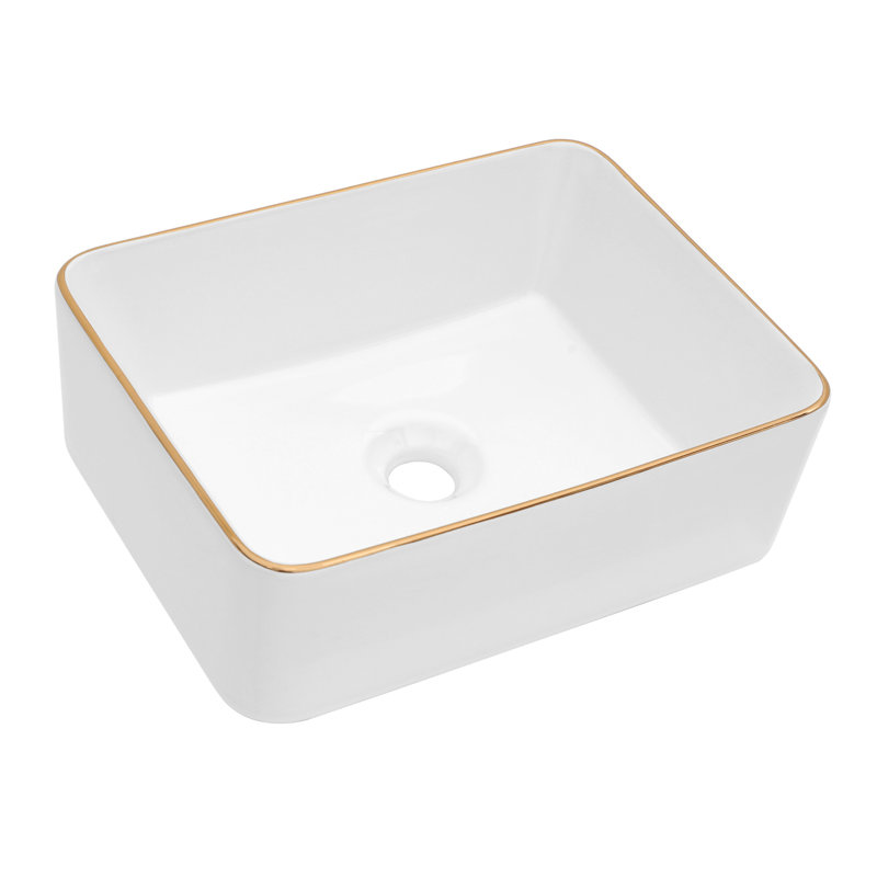 16X12 Inch White Ceramic Rectangular Bathroom Vessel Sink - Modern, Stain-, Countertop Mounting Modern Stain , Installing