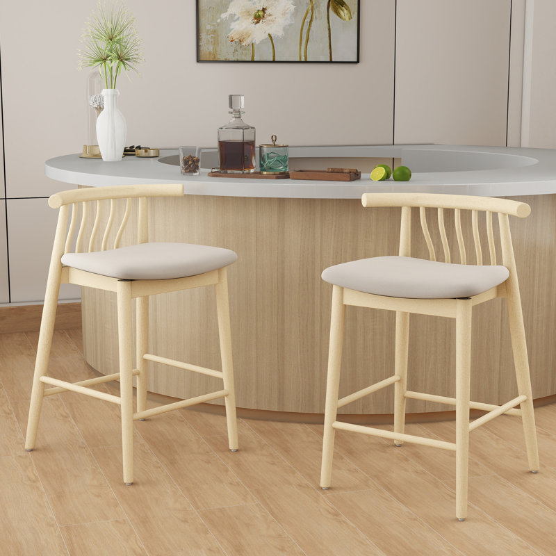 Tabouret de comptoir, Blanc / naturel
