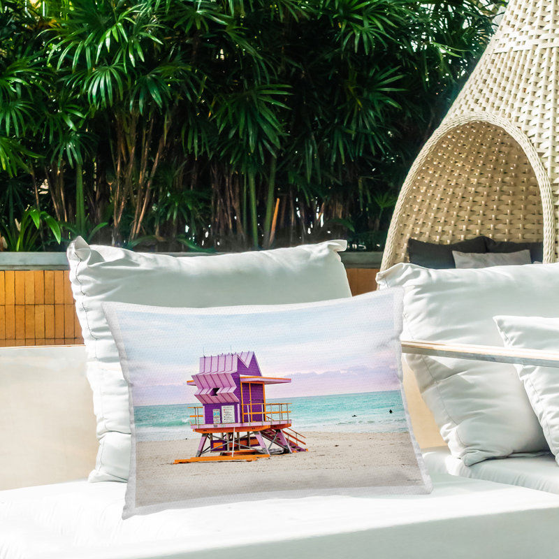 Coussin d'extérieur à imprimé mauve Lifeguard
