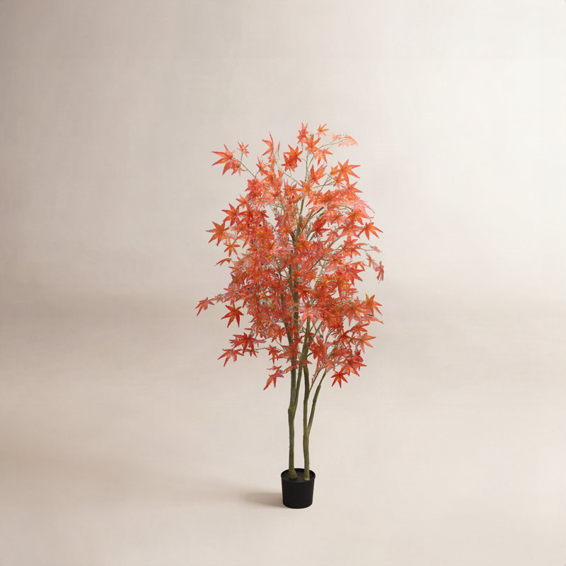 Autumn Maple Artificial Fall Tree In Plastic Pot, 70.87" H x 5.91" W x 5.91" D