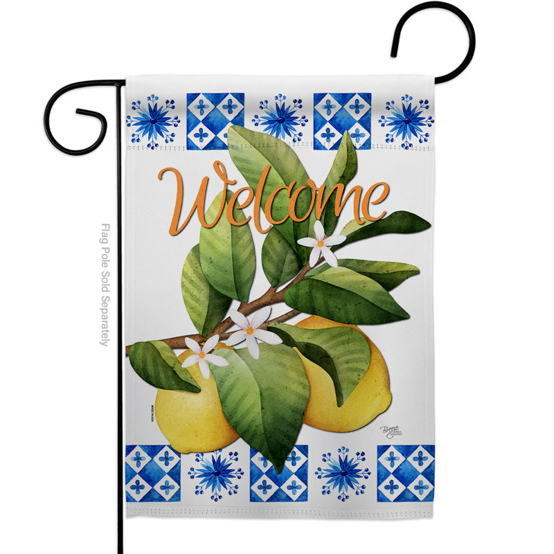 Drapeau de jardin en polyester à 2 côtés citrons, H 19 po x l 13 po