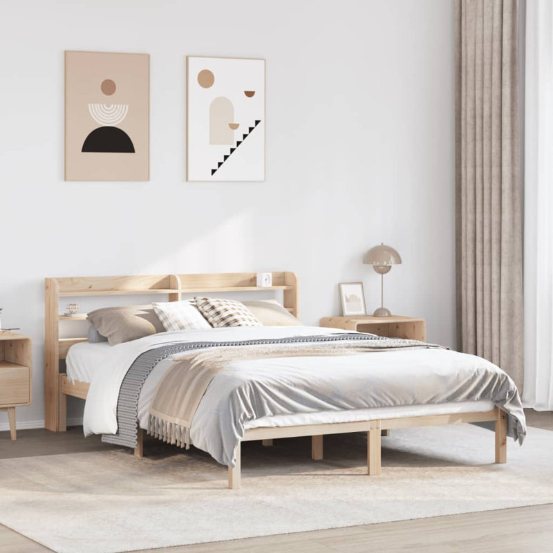 Peters Solid Wood Bed, Brown, 135cm x 190cm