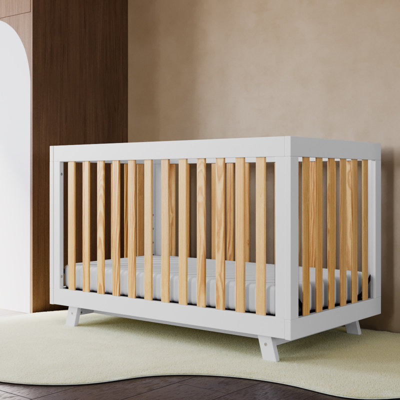 Lit de bébé convertible 3-en-1 Beckett, Blanc / Naturel, Lit à barreaux