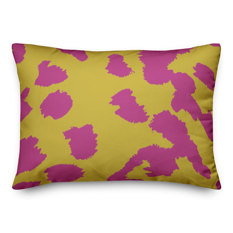 Animal Print Outdoor Reversible Throw Pillow, 18" H x 25" W, Yellow/Pink