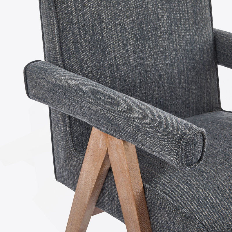 Fauteuil de salle à manger en tissu Poppy, Gris anthracite