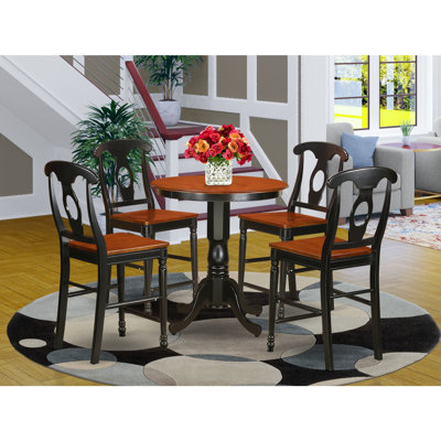 Smithson Counter Height Rubberwood Solid Wood Dining Set by Charlton Home