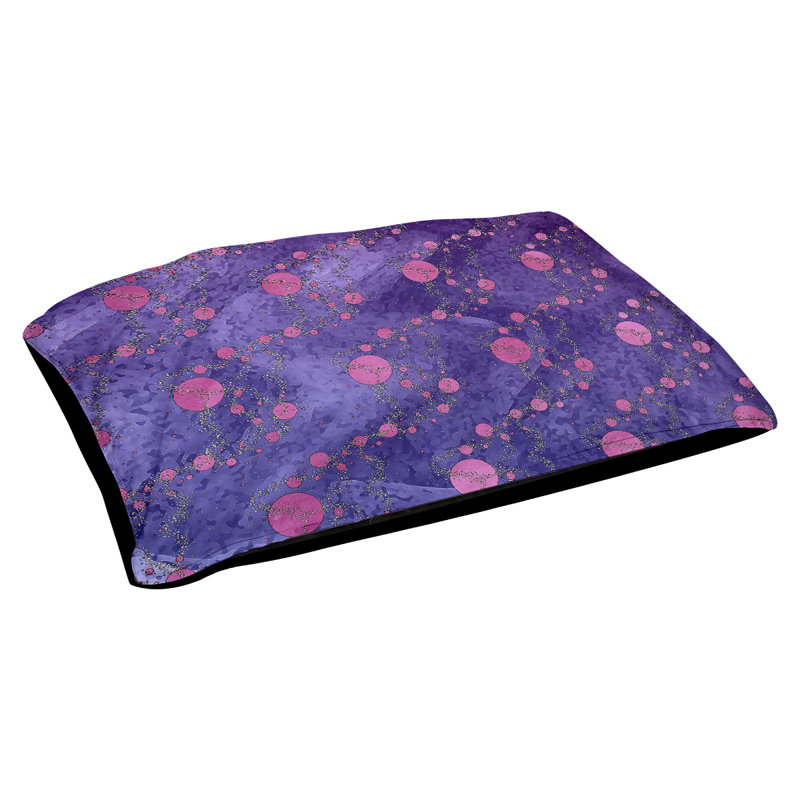Coussin d'extérieur pour chien Byrge Planets Stars, Très grand (l 52 po x P 42 po x H 17 po), Mauve foncé / rose / gris