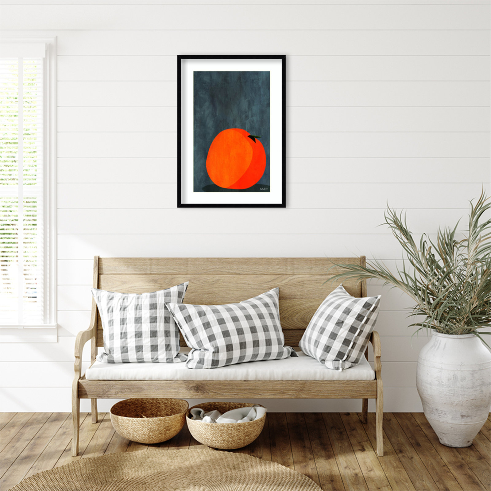 Calmly Sleeping Apple Print, Black, 31" H x 22" W