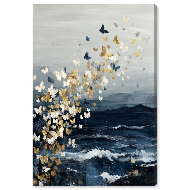 Décoration murale en acrylique Gilded Butterfly Flight II par Art Remedy, prêt à accrocher, 16 x 24, H 24 po x l 16 po