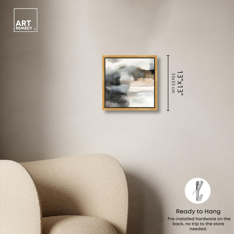 Toile «Tonal Mirage II» par Art Remedy, H 13 po x l 13 po x P 1,8 po, Cadre flottant doré