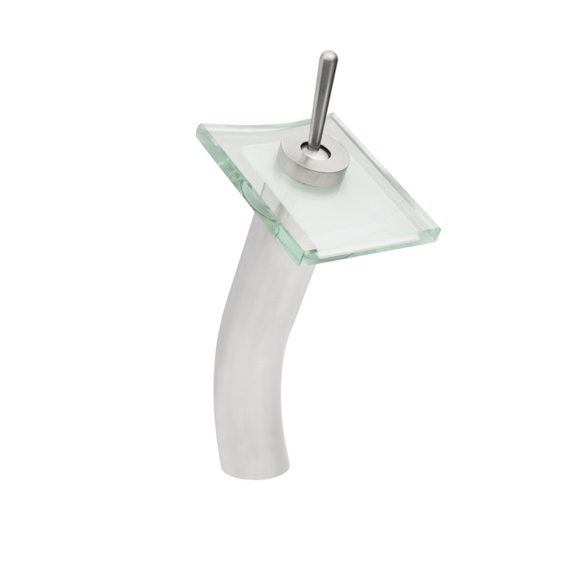 Robinet de lavabo vasque carré à un trou, Nickel brossé, Clair