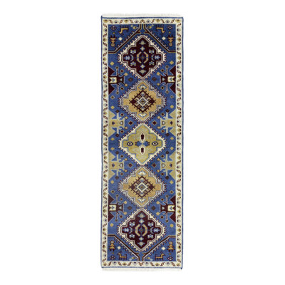 Somerset Oriental Handmade Hand-Knotted Runner 2'7"" x 7'11"" Wool Area Rug in Blue/Yellow -  Charlton HomeÂ®, 60EE80DA4CA649B9A78977D808C174E2