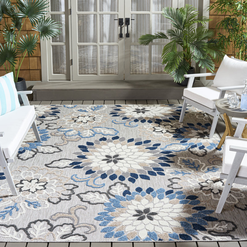 Dellia Performance Floral Indoor/Outdoor Area Rug, Rectangle 8' x 10'