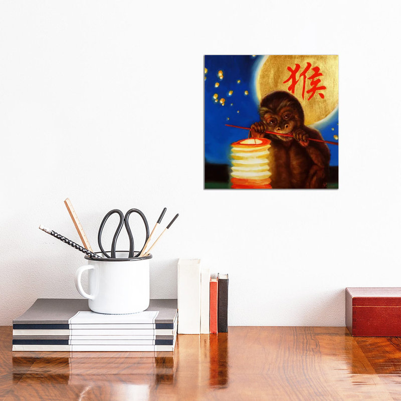 Monkeyshine by Lucia Heffernan - Wrapped Canvas Painting, 30.48 cm H x 30.48 cm W