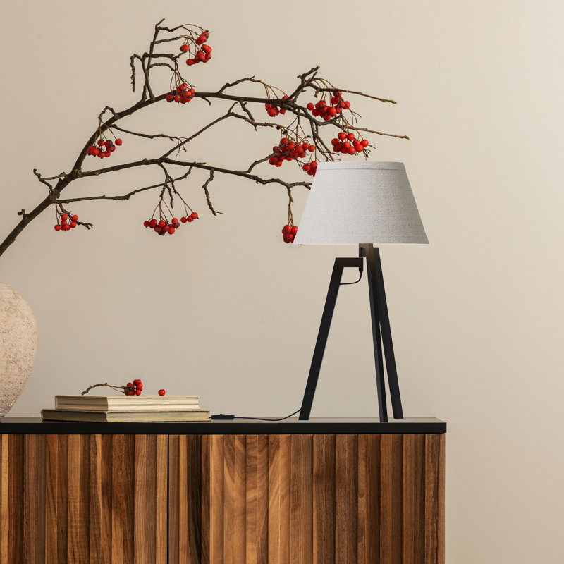 Lampe de table architecturale à trépied 27 po avec abat-jour texturé - éclairage douillet