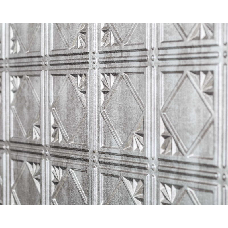 Panneau mural en vinyle 18,5 po x 24,3 po Artnouvo, Argent Crosshatch