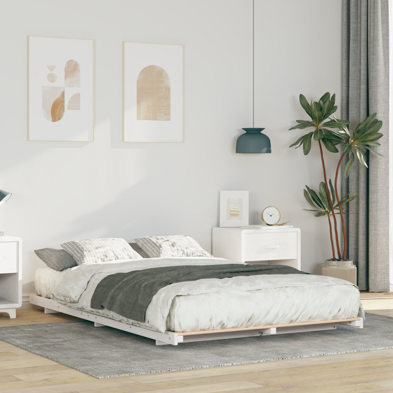 Solid Wood Bed, Double (4'6), White