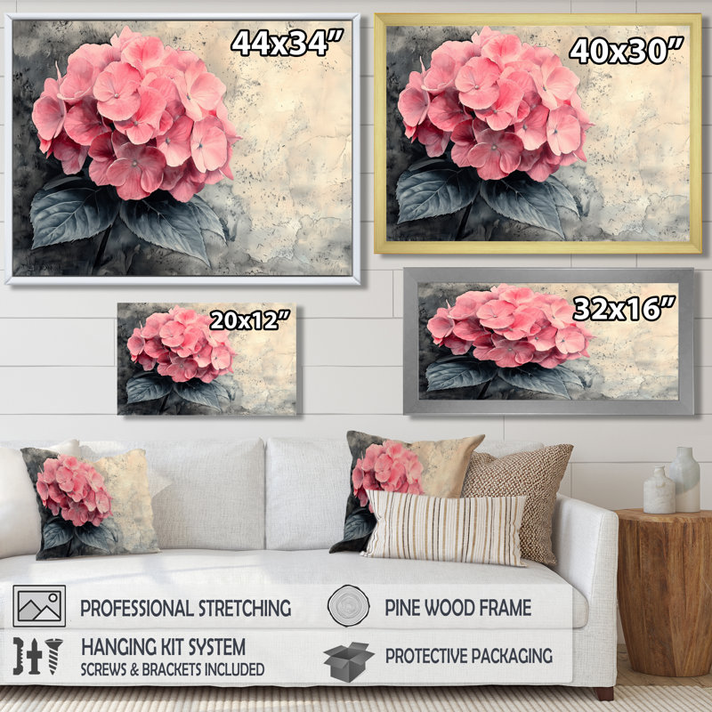 Drinel Hydrangea In Vintage Light I - Hydrangea Wall Art, Reproduction encadrée d'une seule photo, H 30 po x l 40 po