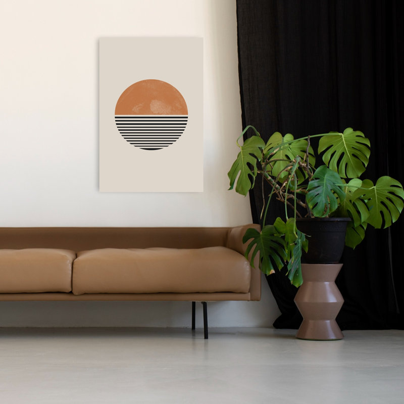 «Striped Horizon Abstract Contemporary Geometric Sunset Landscape», reproduction d'art murale, 48" H x 32" W