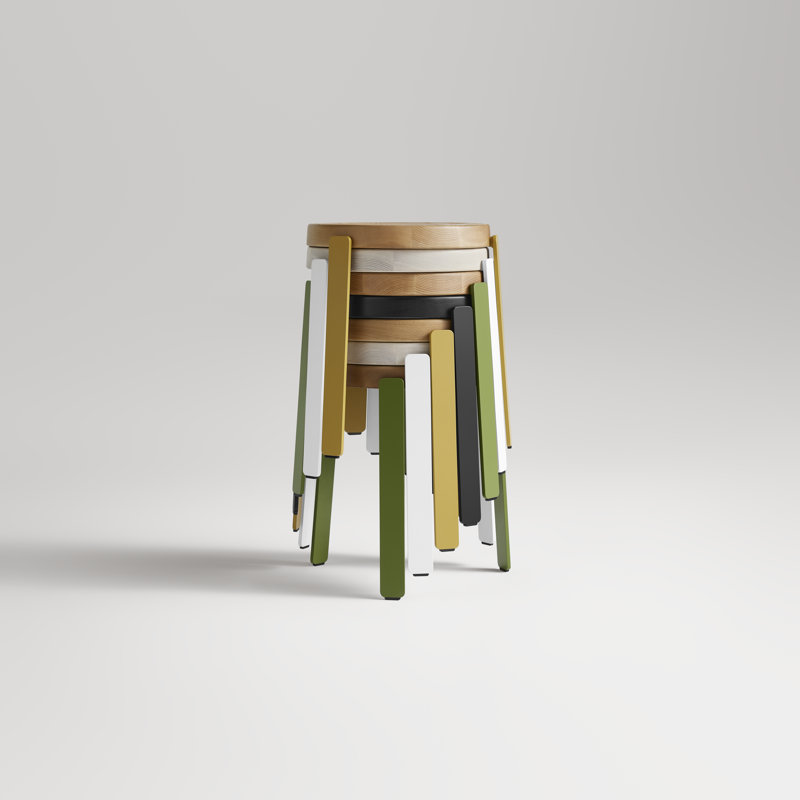 Unit Accent Stool, Whitewashed Ash/White