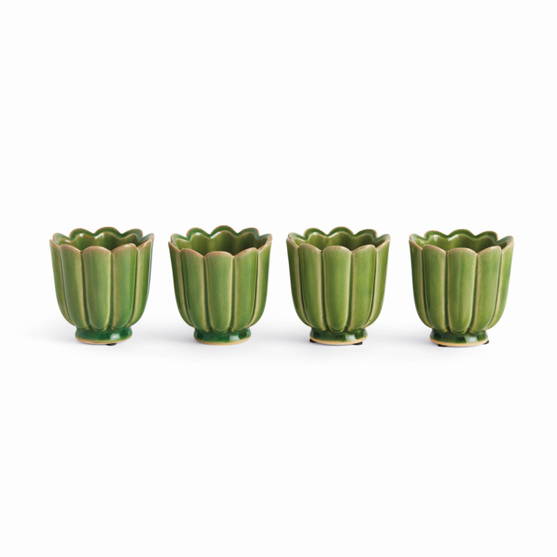 Ensemble de 4 petits pots Freya, Vert