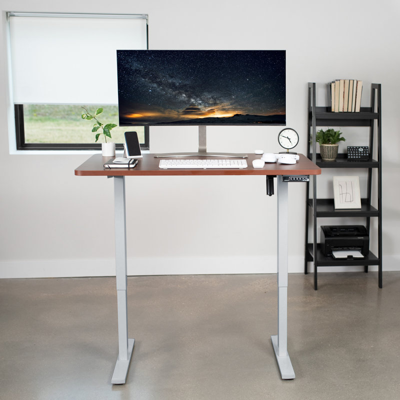 Black and White Adjustable Height Electric Standing Desk with Particle Board Top