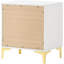 Table de chevet blanche et dorée pour la chambre à coucher - 2 tiroirs, rangement spacieux, look, joints inclus et amplement d'espace de rangement, style