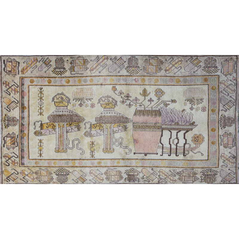 Hand-Knotted High-Quality Ivory Area Rug