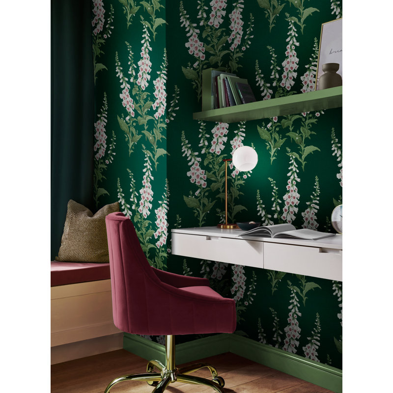 Graham & Brown Foxglove Midnight Wallpaper, Green