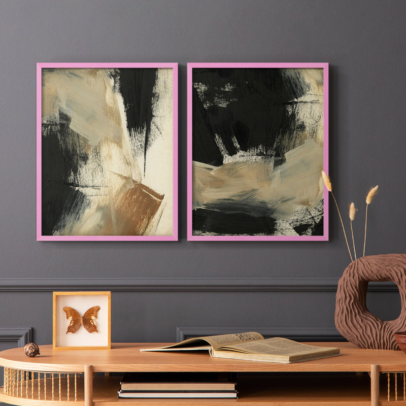 Impression encadrée Bakst Paintstrokes V-Premium - prête à être accrochée - aucun clou requis - aucun clou requis, Rose