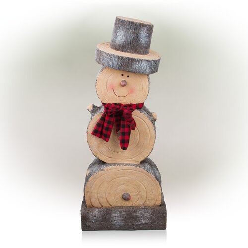 The Holiday Aisle® Wooden Snowman Statue & Reviews | Wayfair