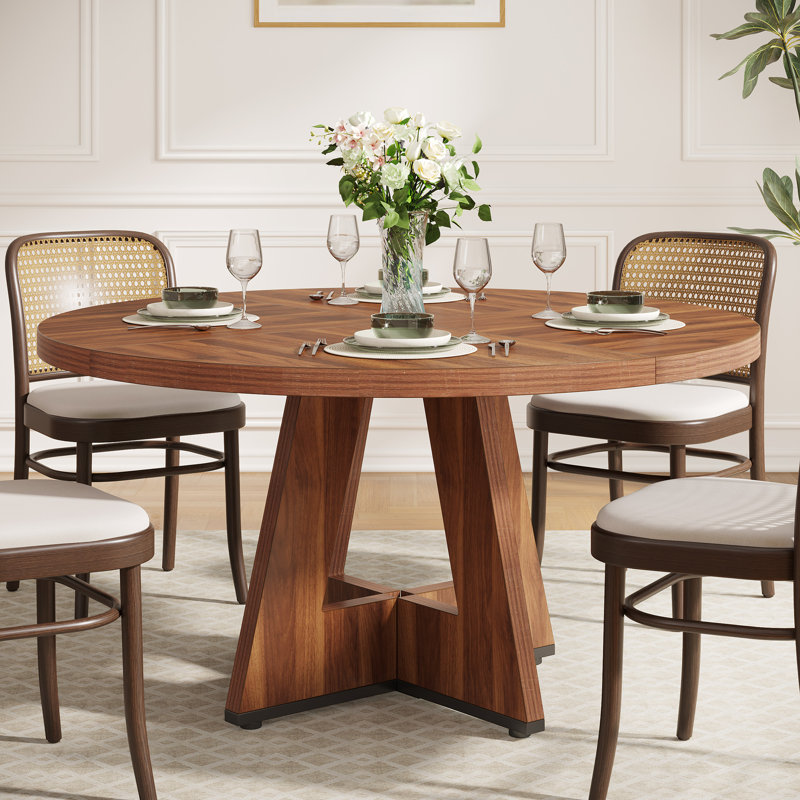 Aaronsburg 120cm Round Dining Table for 4 People, Brown