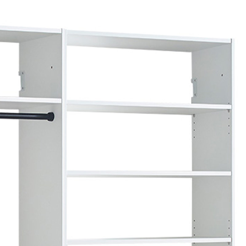 Vedz Walk In Closet W 2 Drawers, 5 Shelves, 3 Hanging Rods, White/Black