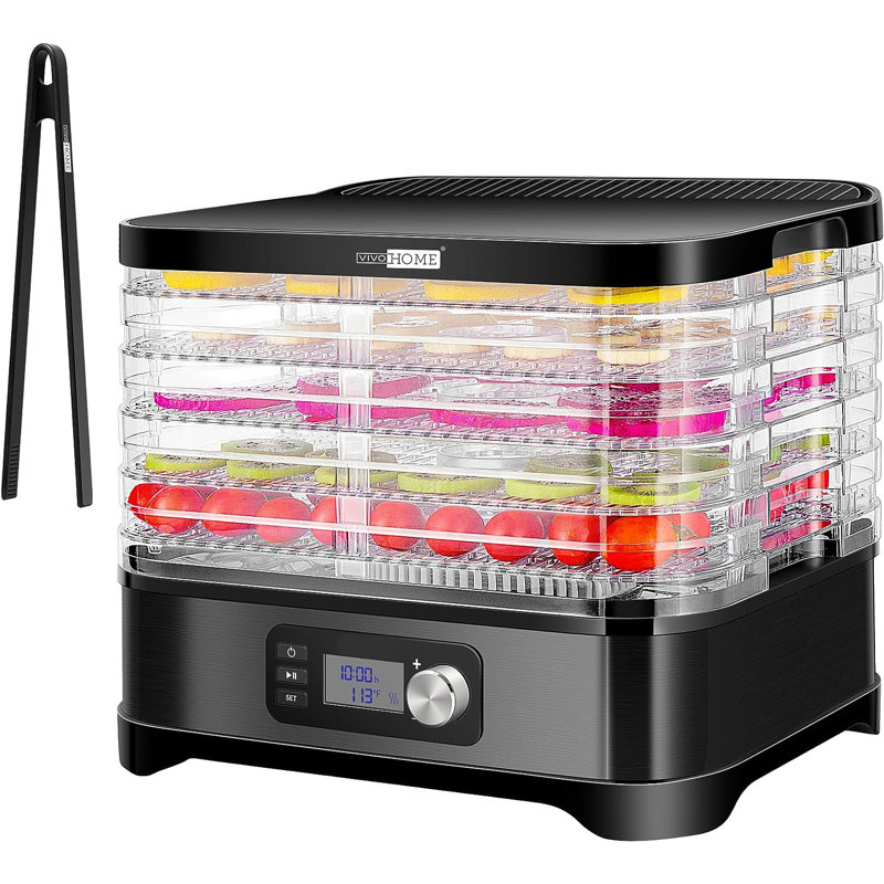 Déshydrateur électrique 400 watts à 5 plateaux avec minuterie numérique et contrôle de la température, Noir
