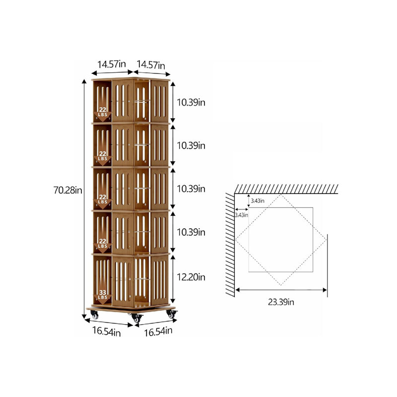179.5cm H x 42cm W Bamboo / Rattan Standard Bookcase