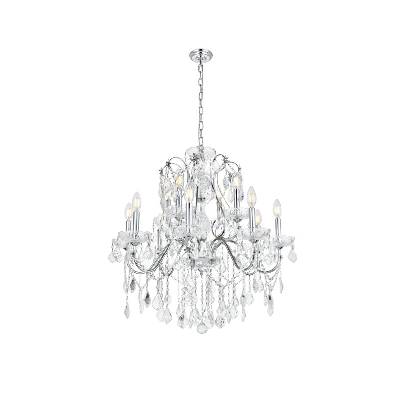 Dagmar 12-Light Dimmable Traditional Chandelier, Chrome