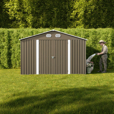 Grande remise avec rangement, remise moderne en métal de 10 pi x 12 pi pour la cour arrière