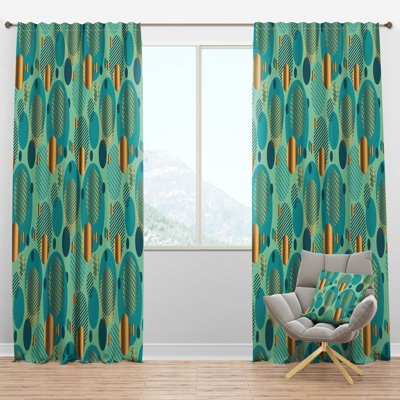 Panneau de rideau simple semi-transparent avec passe-tringle Mid-Century Dynamics III