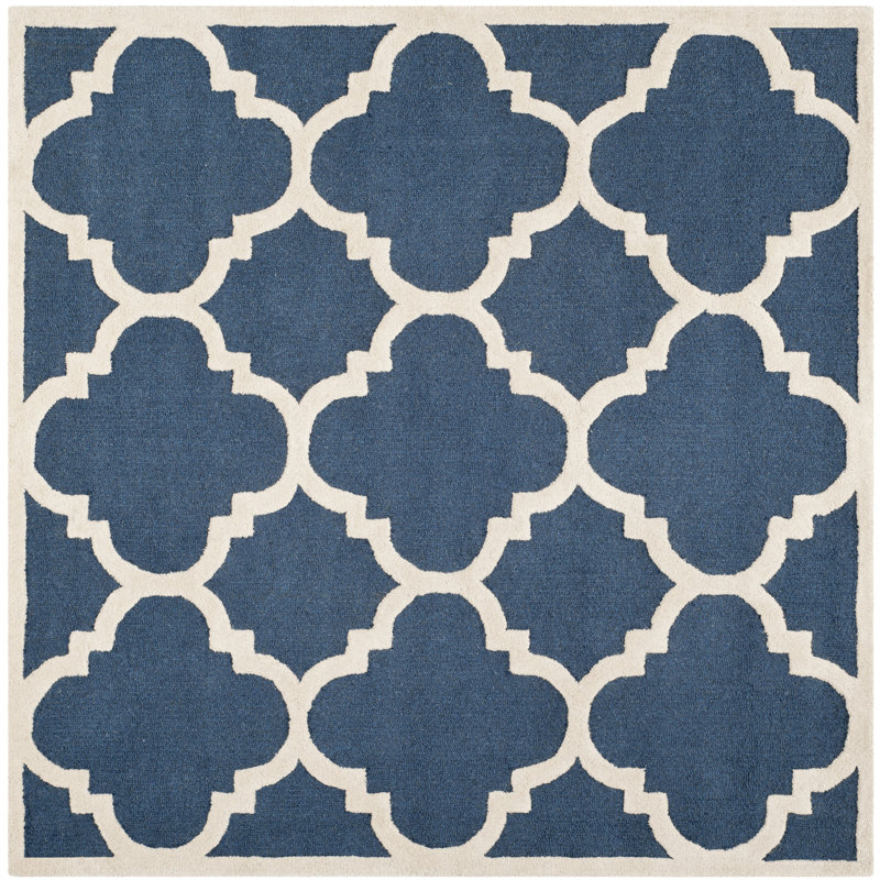 Cannen Hand Tufted Wool Geometric Rug, Square 6'