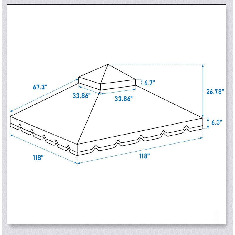 Auvent de remplacement pour abri de jardin d'extérieur 10 x 10 pi, toit à deux niveaux avec protection UV et tissu hydrofuge